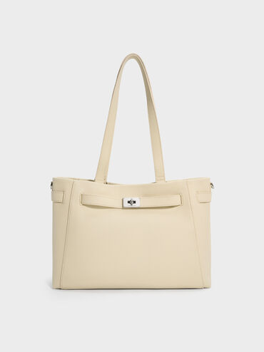 Dinora Belted Tote Bag, Chalk, hi-res