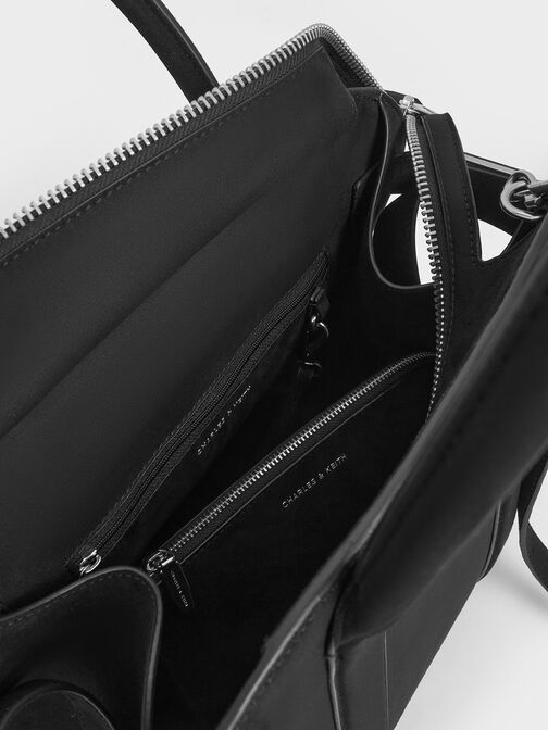 Axel Faux Suede Bowling Bag, Black, hi-res