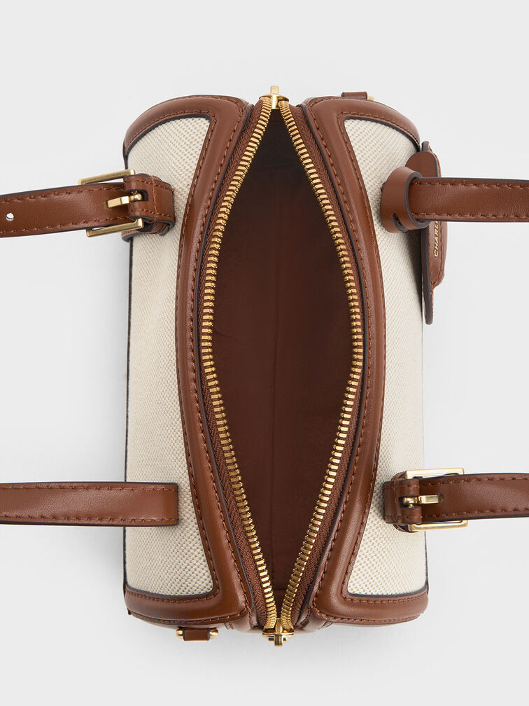Enola Canvas Two-Tone Bowling Bag, Chocolate, hi-res