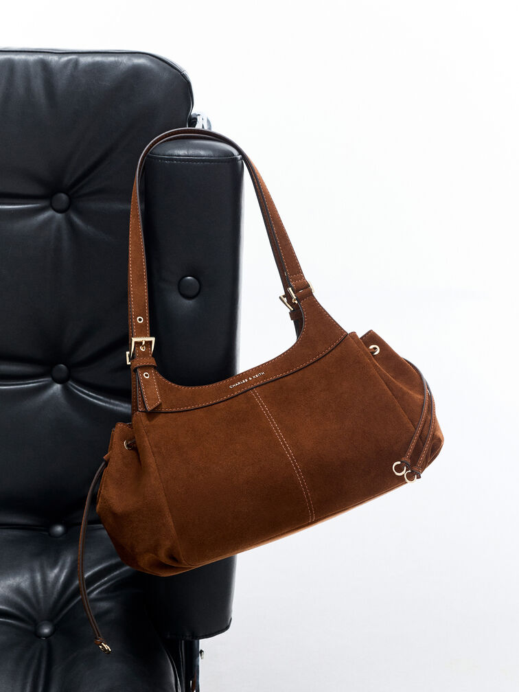 Lillith Drawstring Tote Bag, Pecan Brown, hi-res