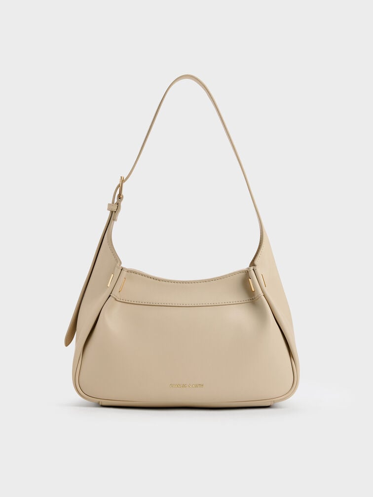 Clarice Pleated Shoulder Bag, Dusted Oat, hi-res