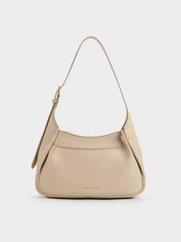Clarice Pleated Shoulder Bag, Dusted Oat, hi-res