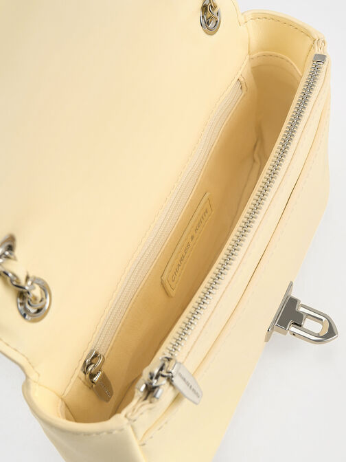 Arwen Diamond-Quilt Shoulder Bag, Butter Yellow, hi-res