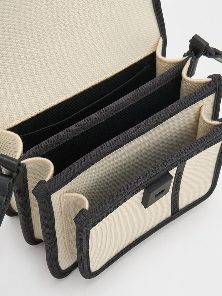 Avenue Contrast-Trim Crossbody Bag, Cream, hi-res