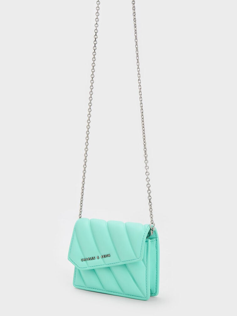 Asymmetric Flap Panelled Wallet, Mint Green, hi-res