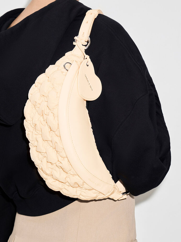 Beige Ruched Nylon Bum Bag CHARLES & KEITH IN