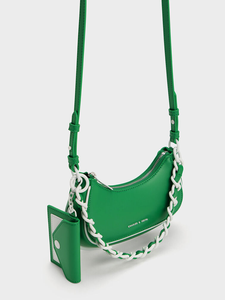 Alouette Curved Shoulder Bag, Green, hi-res