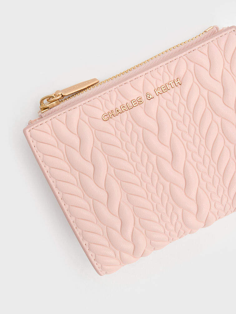 Apolline Textured Top-Zip Wallet, Soft Pink, hi-res
