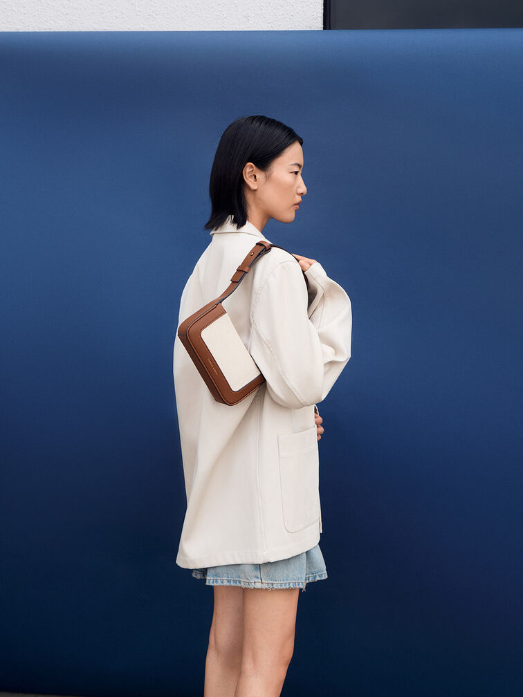 Daylla Canvas Shoulder Bag, Tan, hi-res