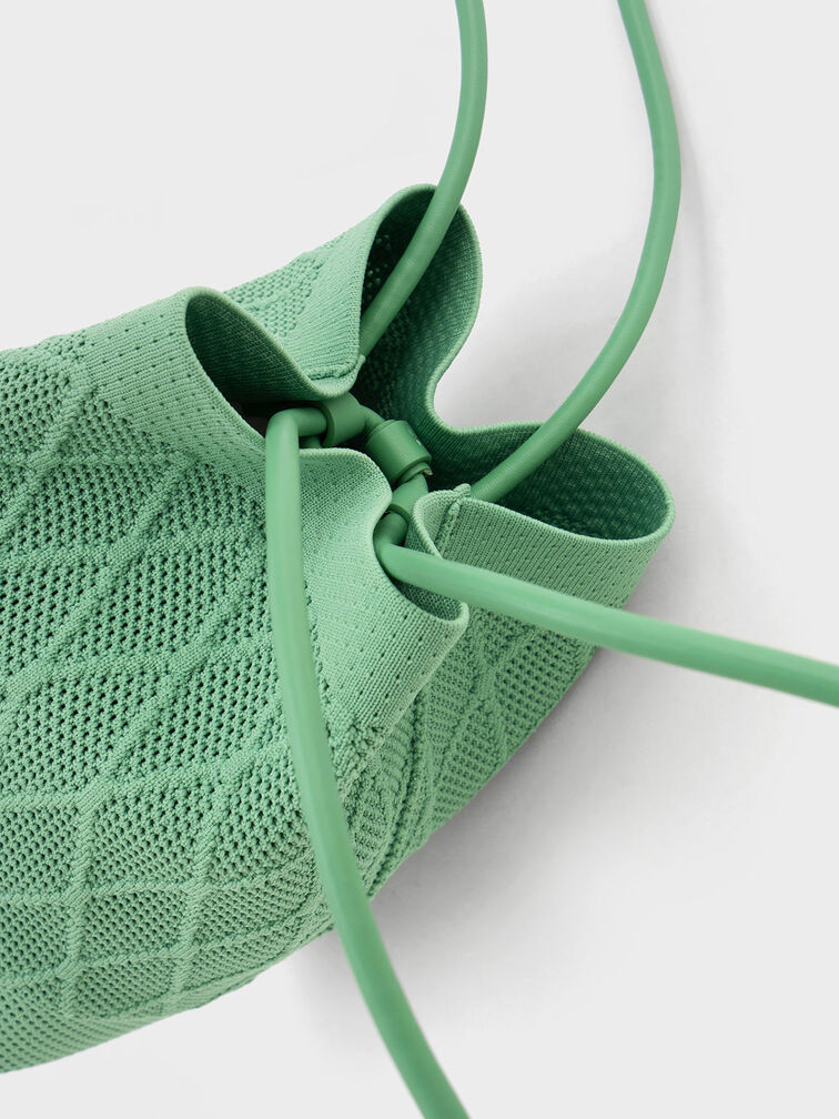 Genoa Knitted Drawstring Bag, Green, hi-res