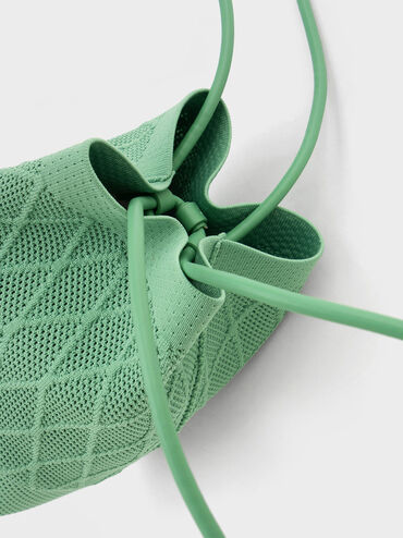 Genoa Knitted Drawstring Bag, Green, hi-res