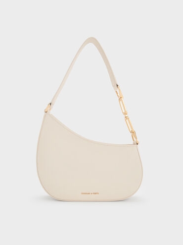 Agatha Chain-Accent Shoulder Bag, Cream, hi-res