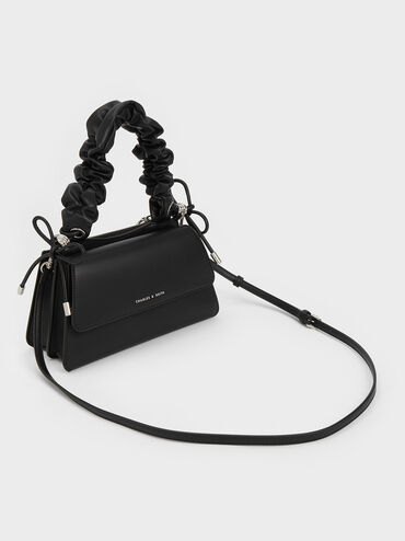 Cosette Ruched-Handle Trapeze Bag, Noir, hi-res