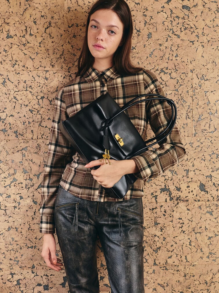 Kerry Trapeze Tote Bag, Black, hi-res