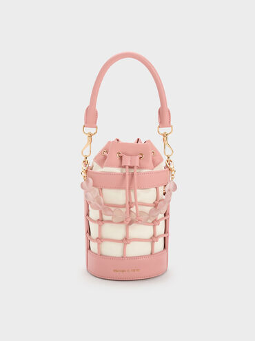 Heart Motif Caged Bucket Bag, Multi, hi-res