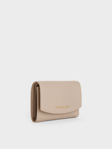 Briony Curved Flap Wallet, Taupe, hi-res