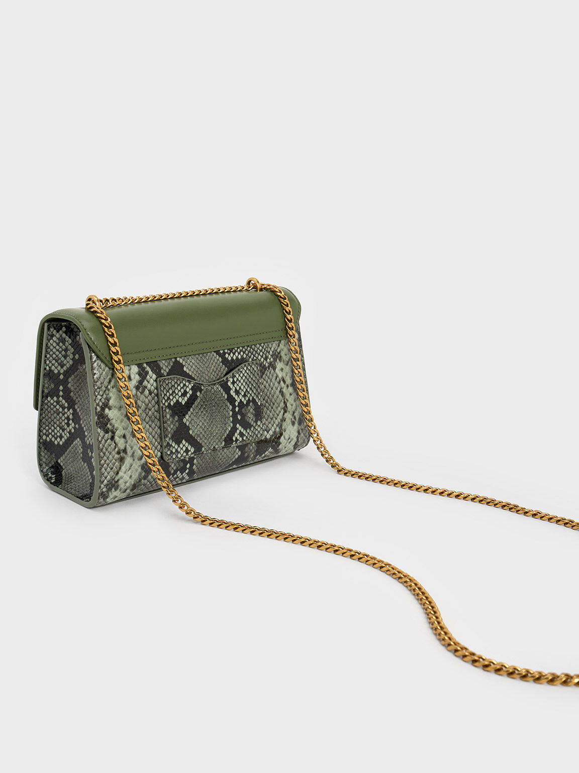 Green snake print store bag