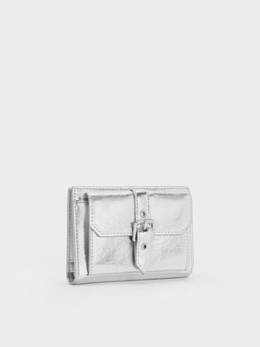 Blaise Metallic Grommet-Belt Wallet, Silver, hi-res