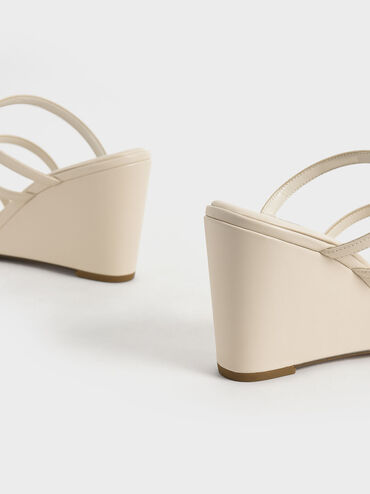 Strappy Wedge Mules, Chalk, hi-res