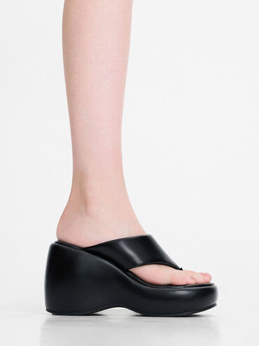 Noemi Platform Wedges, Black, hi-res