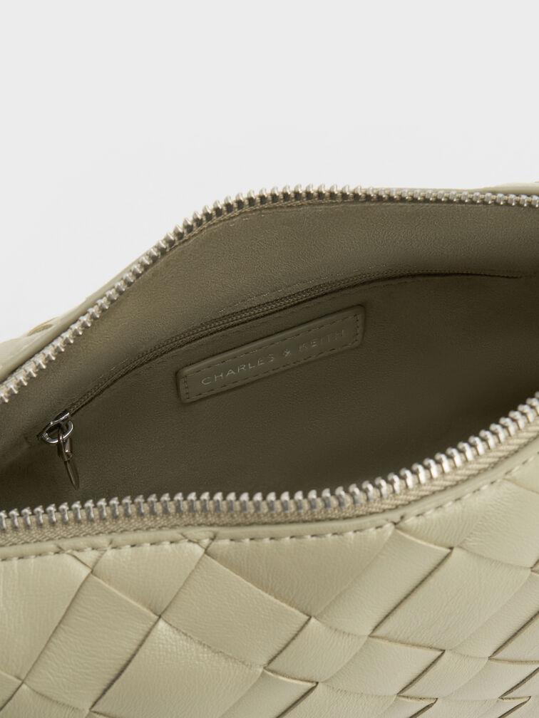 Ivette Woven Shoulder Bag, Pale Olive, hi-res