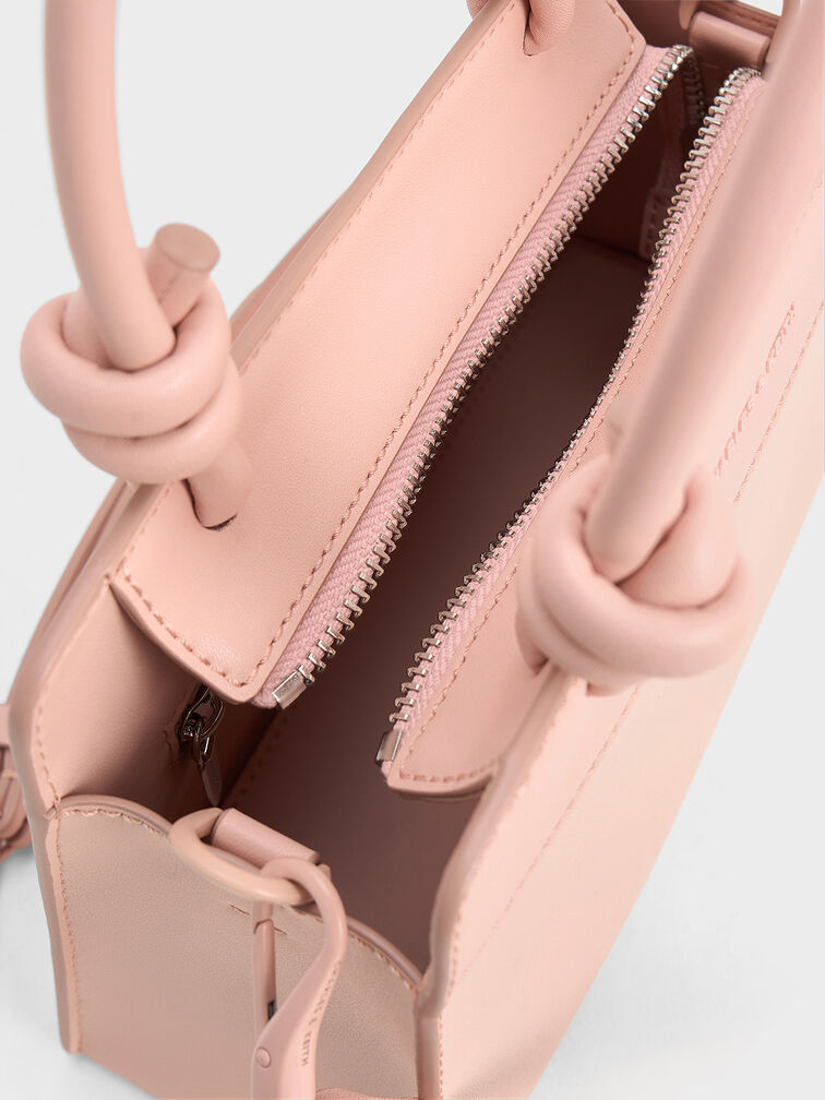 Sabine Knotted-Handle Trapeze Tote Bag, Light Pink, hi-res