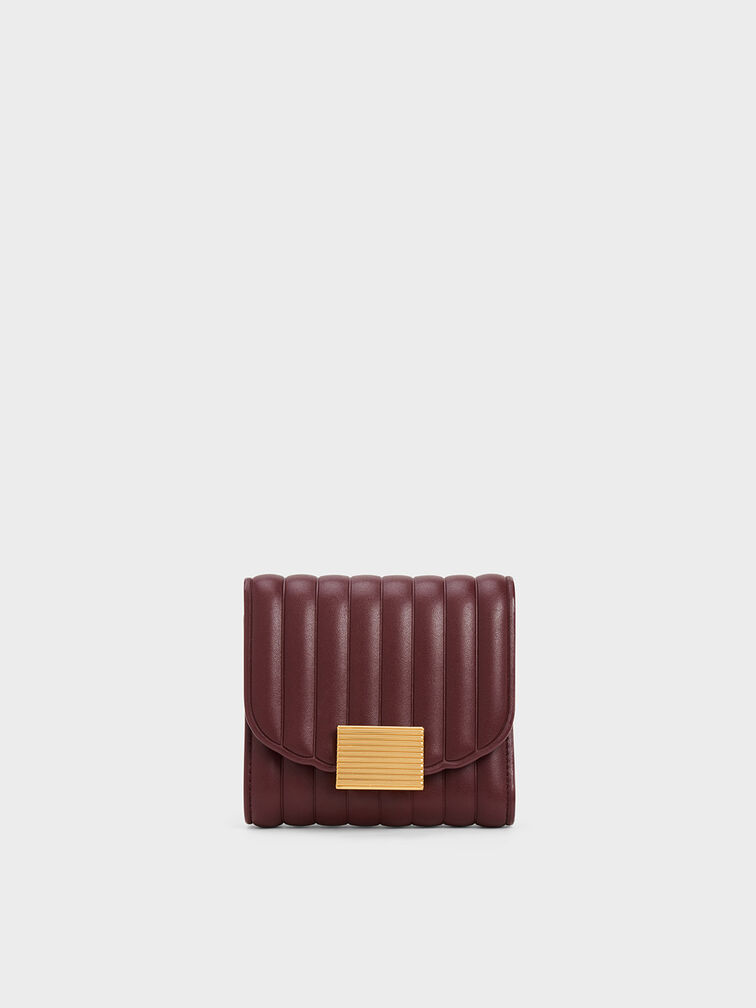 Astrid Panelled Small Wallet, Burgundy, hi-res