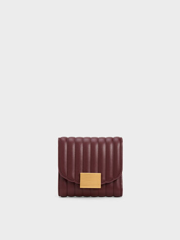 Astrid Panelled Small Wallet, Burgundy, hi-res