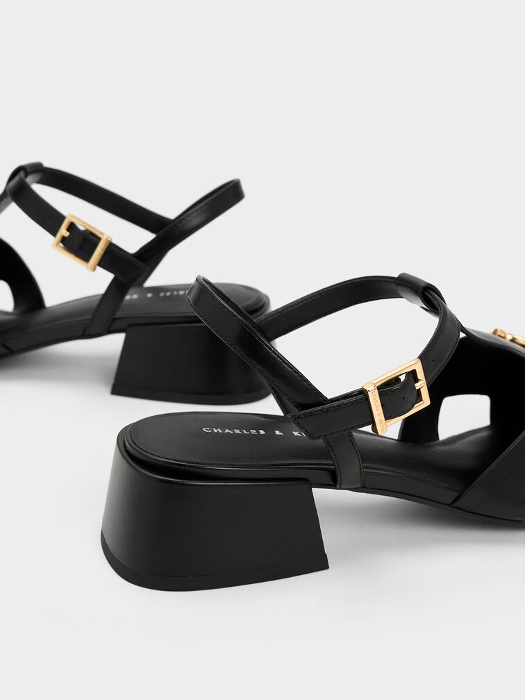 Cut-Out T-Bar Pumps, Black, hi-res
