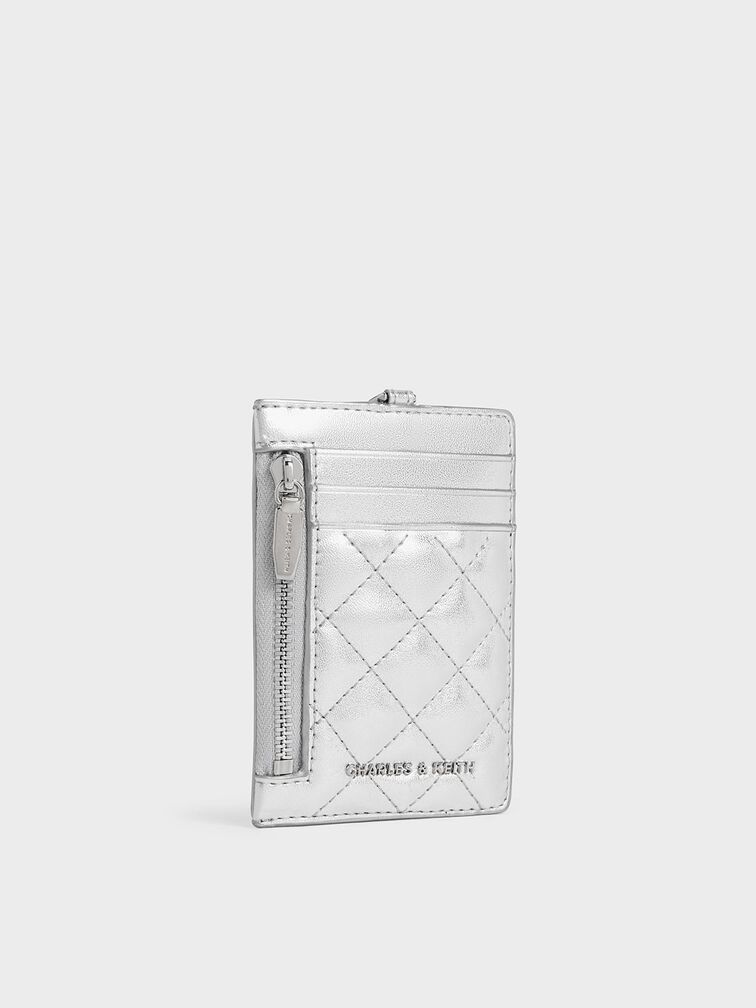 Wisteria Quilted Braided-Strap Card Holder, Silver, hi-res