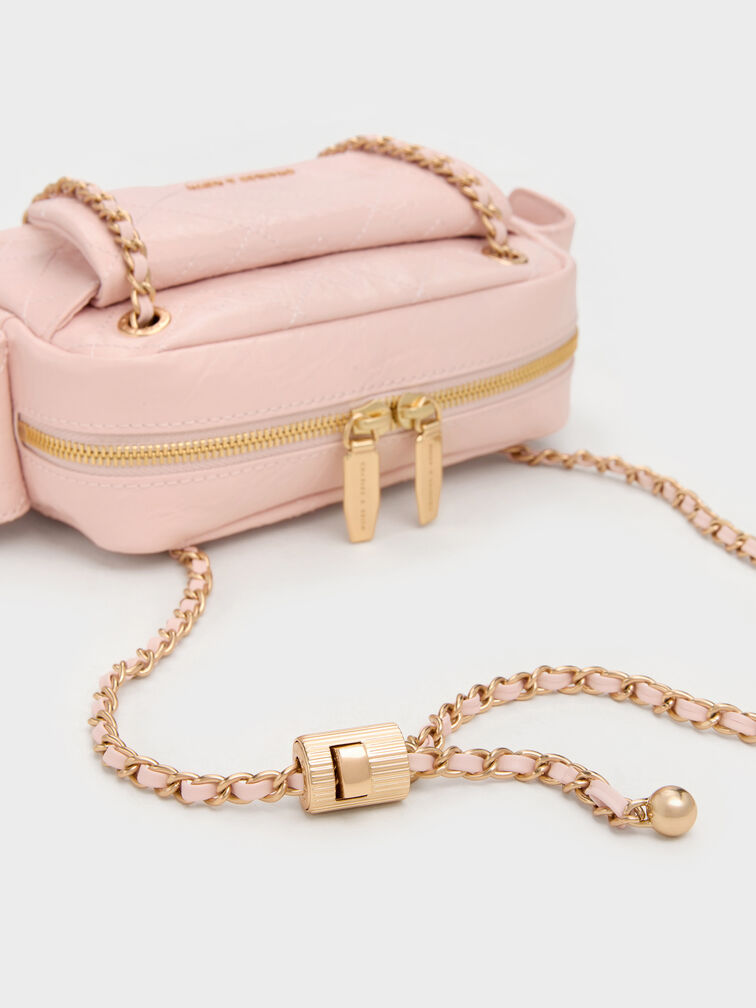 Duo Quilted Crossbody Bag, Soft Pink, hi-res