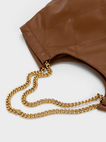 Braided Handle Tote Bag, Chocolate, hi-res