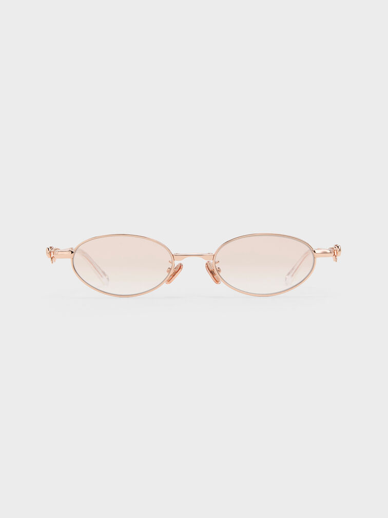 Paige Bow Crystal Sunglasses, Rose Gold, hi-res