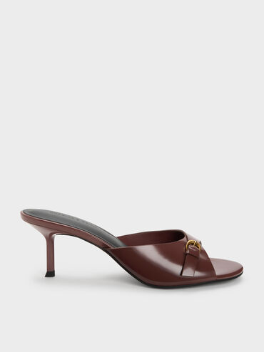 Buckled-Strap Heeled Mules, Mauve, hi-res
