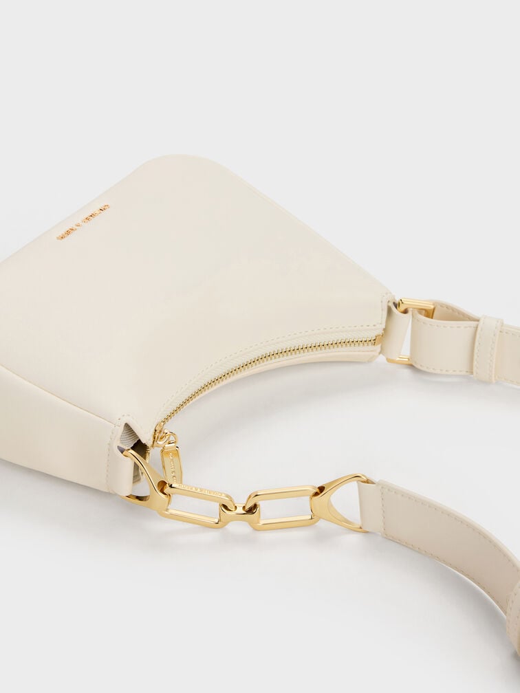 Mini Agatha Chain-Accent Shoulder Bag, Cream, hi-res