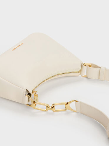 Mini Agatha Chain-Accent Shoulder Bag, Cream, hi-res