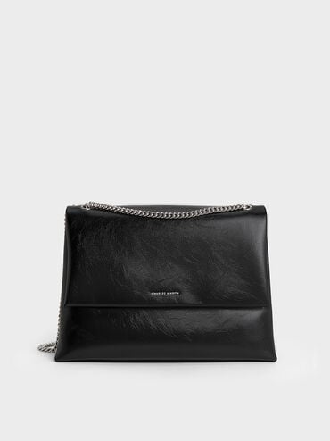 Sianna Chain-Handle Shoulder Bag, Black, hi-res