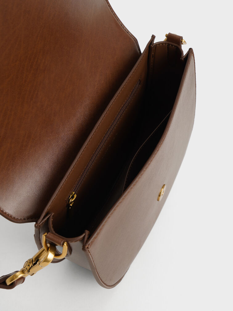 Gabine Two-Tone Saddle Bag, Chocolate, hi-res