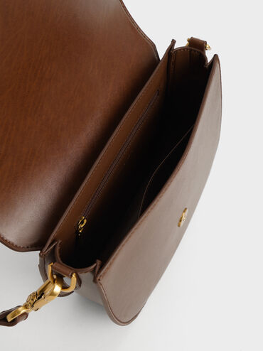 Gabine Two-Tone Saddle Bag, Chocolate, hi-res