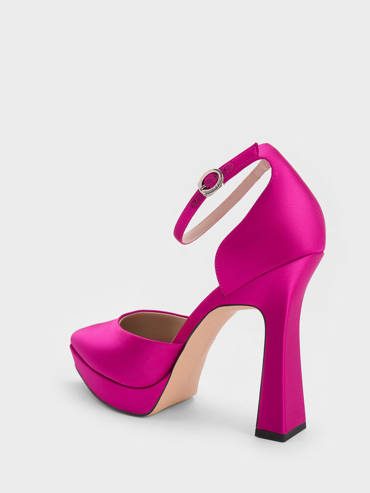 Ankle Strap D'Orsay Pumps, Fuchsia, hi-res
