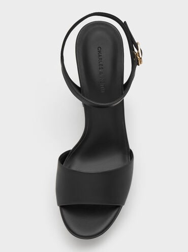 Block-Heel Platform Sandals, Black, hi-res