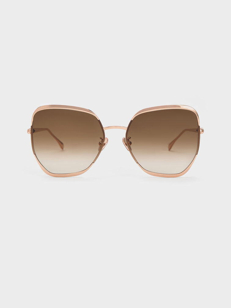 Braided Temple Butterfly Sunglasses - Rose Gold