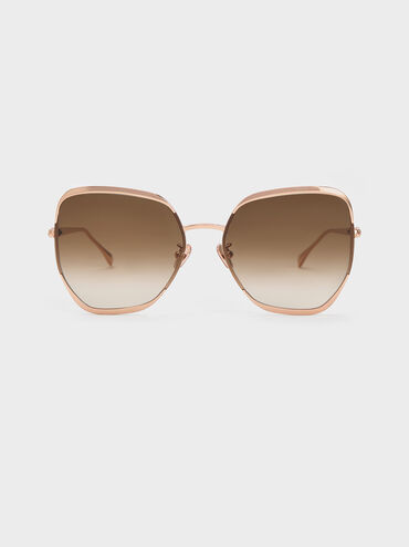 Braided Temple Butterfly Sunglasses, Rose Gold, hi-res
