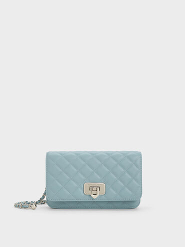 Cressida Quilted Push-Lock Clutch, Slate Blue, hi-res