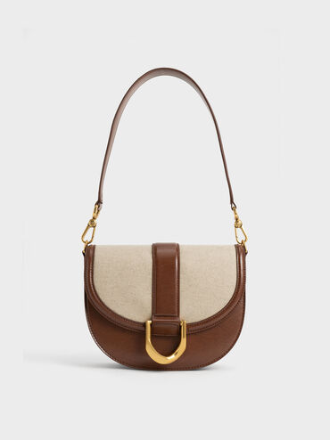 Gabine Two-Tone Saddle Bag, Chocolate, hi-res