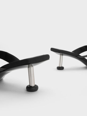 Crossover Sculptural Heel Sandals, Black, hi-res