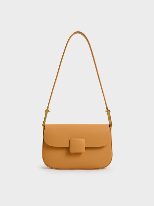 Koa Square Push-Lock Shoulder Bag, Orange, hi-res