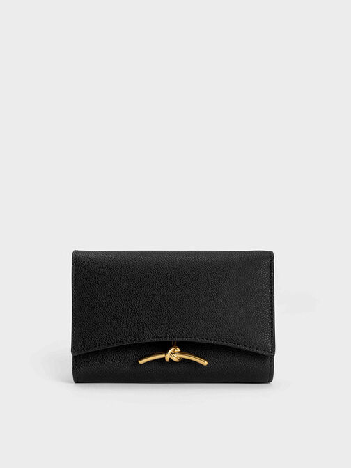Huxley Metallic Accent Front Flap Wallet, Black, hi-res