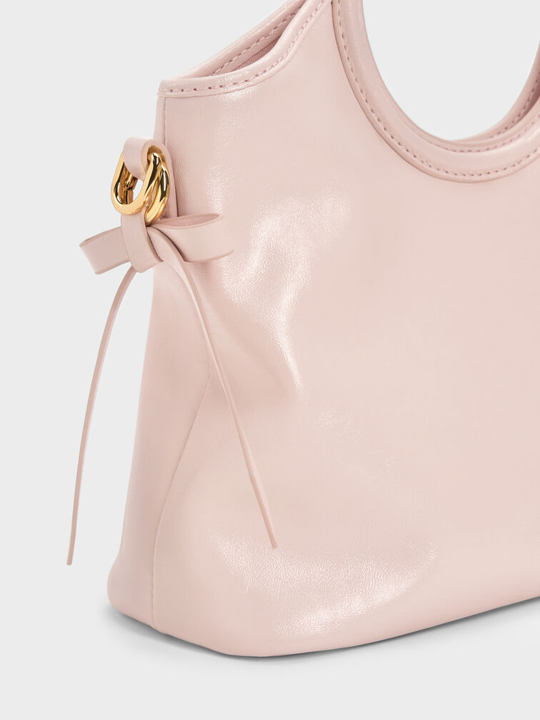 Mini Dalia Bow Oval-Handle Tote Bag, Soft Pink, hi-res