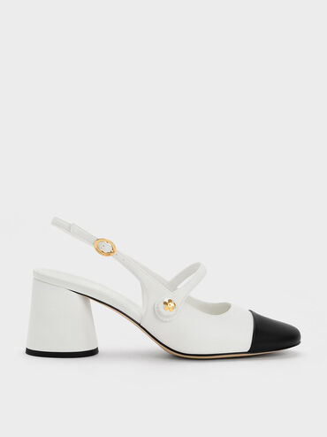 Aeryn Pearl Embellished Slingback Pumps, White, hi-res